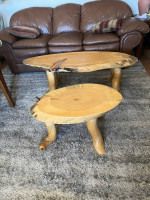 Wooden Carved Coffee Table and End Table