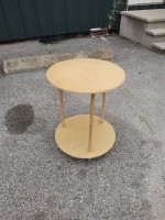 Two Tier Pressed Wood Table with full drape cloth and glass top