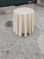 Two Tier Pressed Wood Table with full drape cloth and glass top