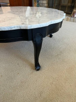 Large Round Solid Wood and Marble Coffee Table