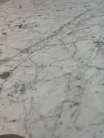 Large Round Solid Wood and Marble Coffee Table