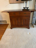 Solid Wood Side Table Cabinet w/ Drop Leaf