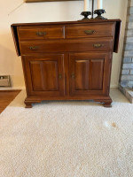 Solid Wood Side Table Cabinet w/ Drop Leaf