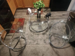 3 Piece Glass & Chrome Table Set