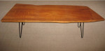 Circa 1952 Restored Single Slab Live Edge Black Walnut Coffee Table