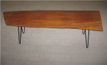Circa 1952 Restored Single Slab Live Edge Black Walnut Coffee Table