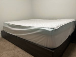 Bed Frame/Mattress, Memory Foam Topper, End table for sale as bundle
