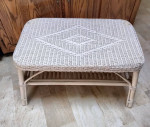 White Wicker coffee table with shelf