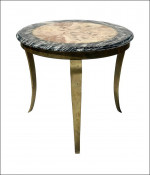 1960s Muller of Mexico Mid-Century Modern Onyx/Brass Round Side Table