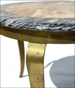 1960s Muller of Mexico Mid-Century Modern Onyx/Brass Round Side Table