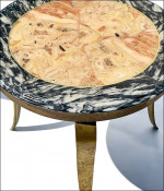 1960s Muller of Mexico Mid-Century Modern Onyx/Brass Round Side Table