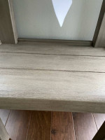 Crate & Barrel Outdoor wood side table / drink stand