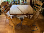 Wood Dining Room Table With 4 Chairs, 1 Leaf