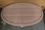 Pink Oval Glass Top Wicker Coffee Table 28 x 43 x 19
