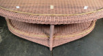 Pink Oval Glass Top Wicker Coffee Table 28 x 43 x 19