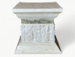 White Tessellated Stone & Beveled Glass Square Coffee Table