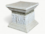 White Tessellated Stone & Beveled Glass Square Coffee Table