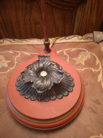 Unique & Pretty Table Lamp! Rust Orange Base, Gold Accents, Drum Shade