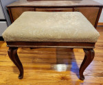 Hungarian Carved Solid Wood Low Dressing Table/Vanity and Makeup Stool