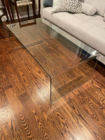 Modern All Glass Waterfall Coffee Table