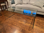 Modern All Glass Waterfall Coffee Table