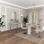 New in Box Deco 79 Wood Mirrored Console Table 47"x20"x32"