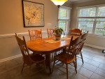 Beautiful Solid Wood Kitchen Table Set: Table with 2 Leafs & 6 Chairs