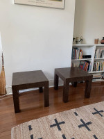 Post Modern Burlwood Coffee Table/Side Table Pair