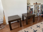 Post Modern Burlwood Coffee Table/Side Table Pair