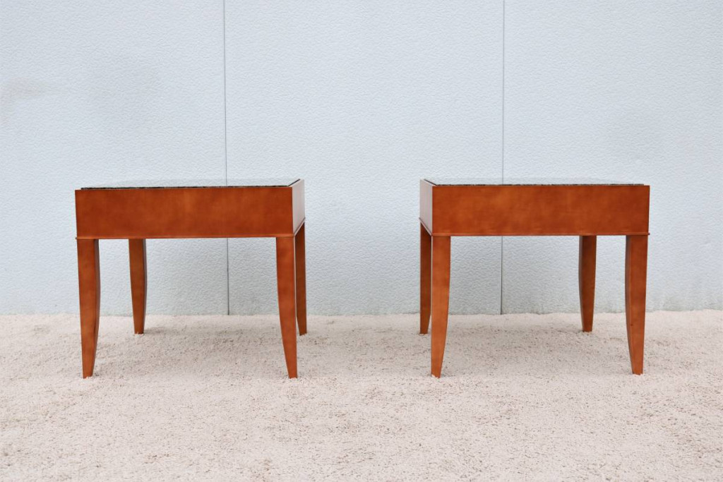 Contemporary George Simons for Brayton Granite Square Side Tables Pair
