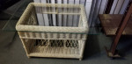 Rectangular,Woven Rattan Coffee Table,2-Level,Polished-Edge Glass Top
