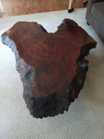 Heart shaped redwood coffee table