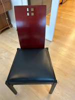 Barn board top dining room table with four chairs
