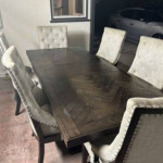 Solid oak dining table and chairs