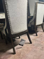 Solid oak dining table and chairs