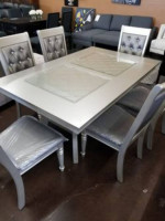 Antique glass top dinning table and chairs
