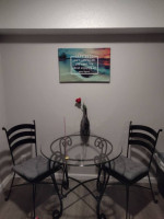 2 chair Glass metal table