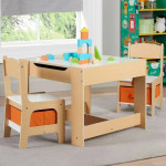 Kids storage table and chairs with reversible table top - NEW