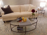 Elegant glass and metal coffee table
