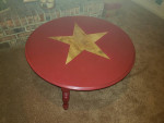 Farmhouse Red Round Americana Star Coffee Table