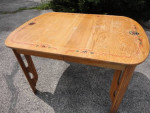 Wood table with painted design