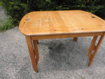 Wood table with painted design