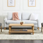 Large light oak farmhouse wood coffee table - NEW