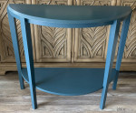 Large Dark Teal Wood Half Moon Table