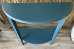 Large Dark Teal Wood Half Moon Table