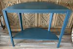 Large Dark Teal Wood Half Moon Table