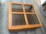 SQUARE COFFEE TABLE ON LOCKING WHEEL CASTERS SOLID OAK