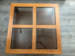 SQUARE COFFEE TABLE ON LOCKING WHEEL CASTERS SOLID OAK