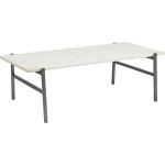 CB2 Small Slab Marble Coffee Table with Silver Base