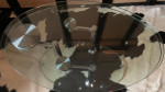 AMBER OVAL GLASS MOTION COCKTAIL TABLE